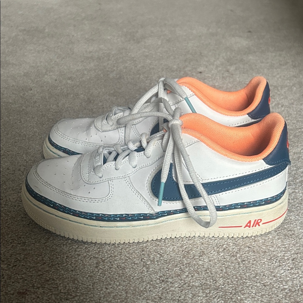 Kids White and Blue Sneakers